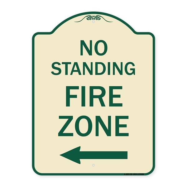 Signmission No Standing Fire Zone W/ Left Arrow Heavy-Gauge Aluminum Sign, 24" x 18", TG-1824-23586 A-DES-TG-1824-23586 - main